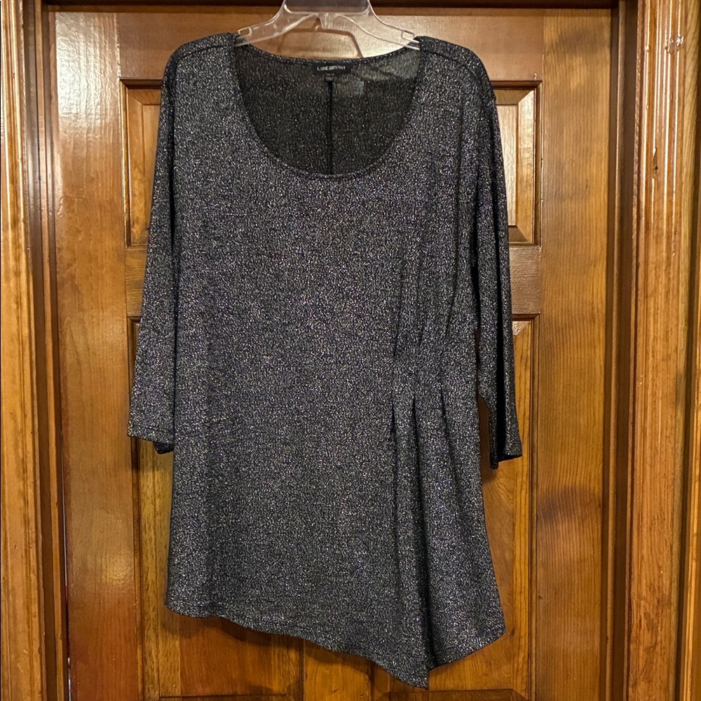 Size 26/28 Lane Bryant Black and Silver Shimmer Asymmetric Blouse (ABBA)